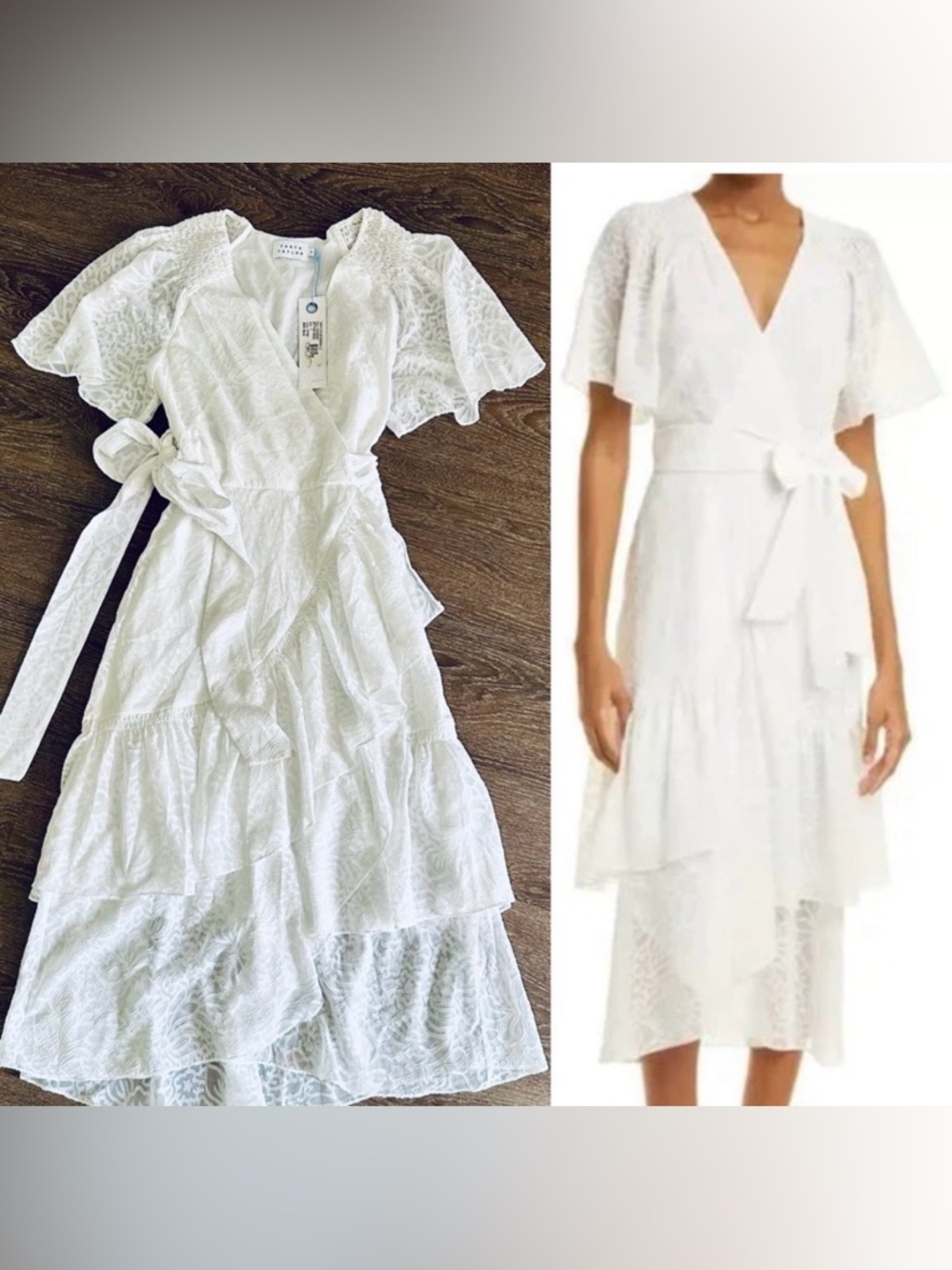 Tanya Taylor NWT Brittany Wrap White Bow Ruffle
Dress 4 new with tag